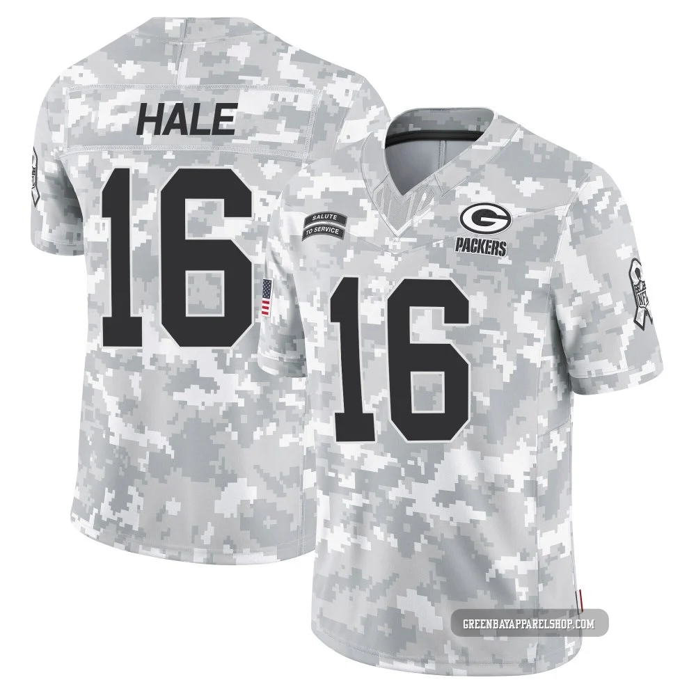 Alex Hale ＃16 Men's Limited Green Bay Packers Arctic Camo 2024 Salute to Service Jersey