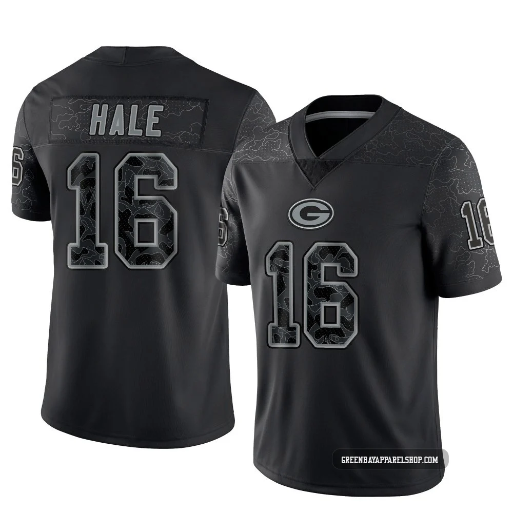 Alex Hale ＃16 Youth Limited Green Bay Packers Black Reflective Jersey