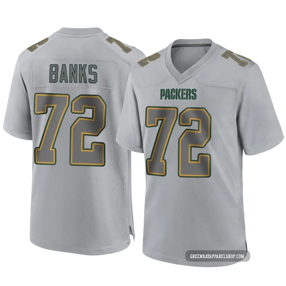 Brant Banks ＃72 Men's Game Green Bay Packers Gray Atmosphere Fashion Jersey