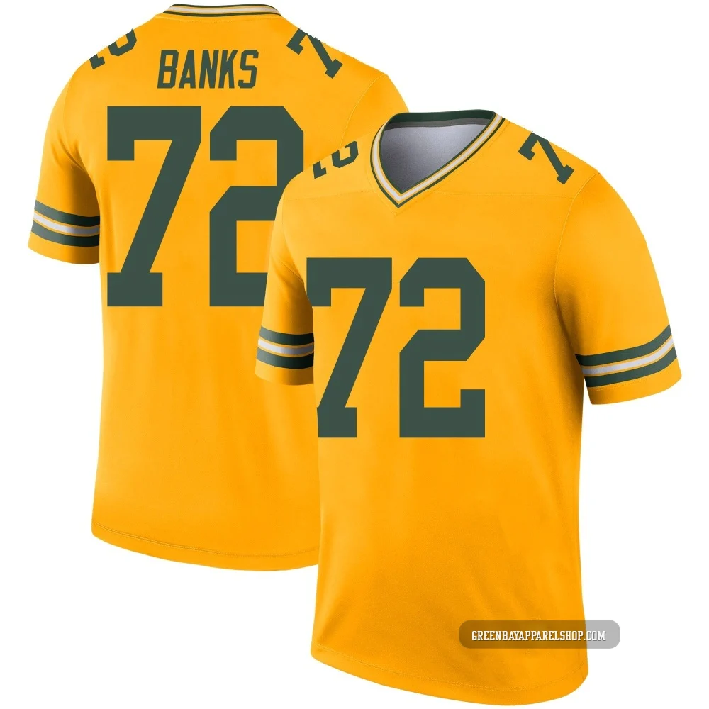 Brant Banks ＃72 Men's Legend Green Bay Packers Gold Inverted Jersey