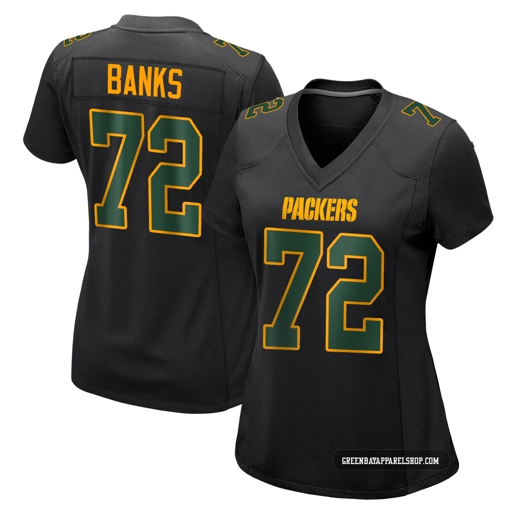 Brant Banks ＃72 Women's Game Green Bay Packers Black Fashion Jersey