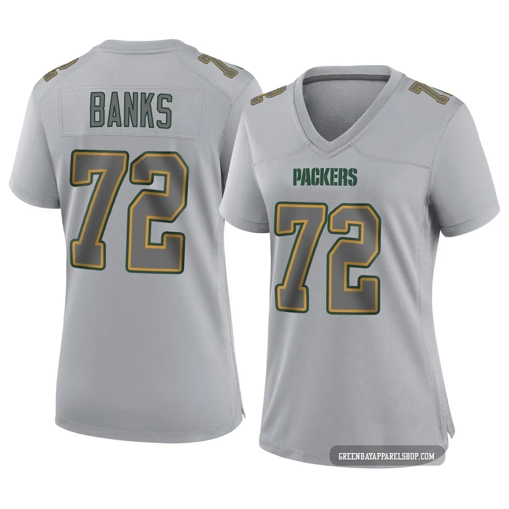 Brant Banks ＃72 Women's Game Green Bay Packers Gray Atmosphere Fashion Jersey