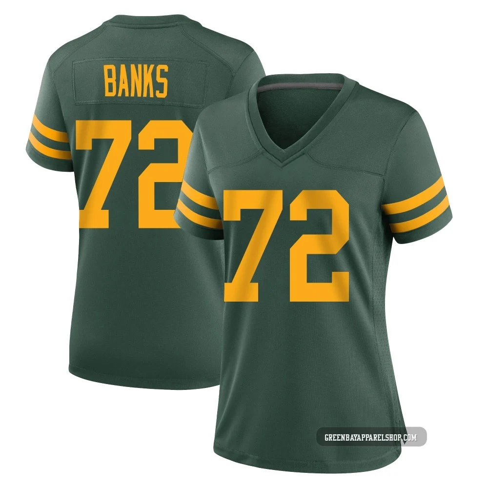 Brant Banks ＃72 Women's Game Green Bay Packers Green Alternate Jersey