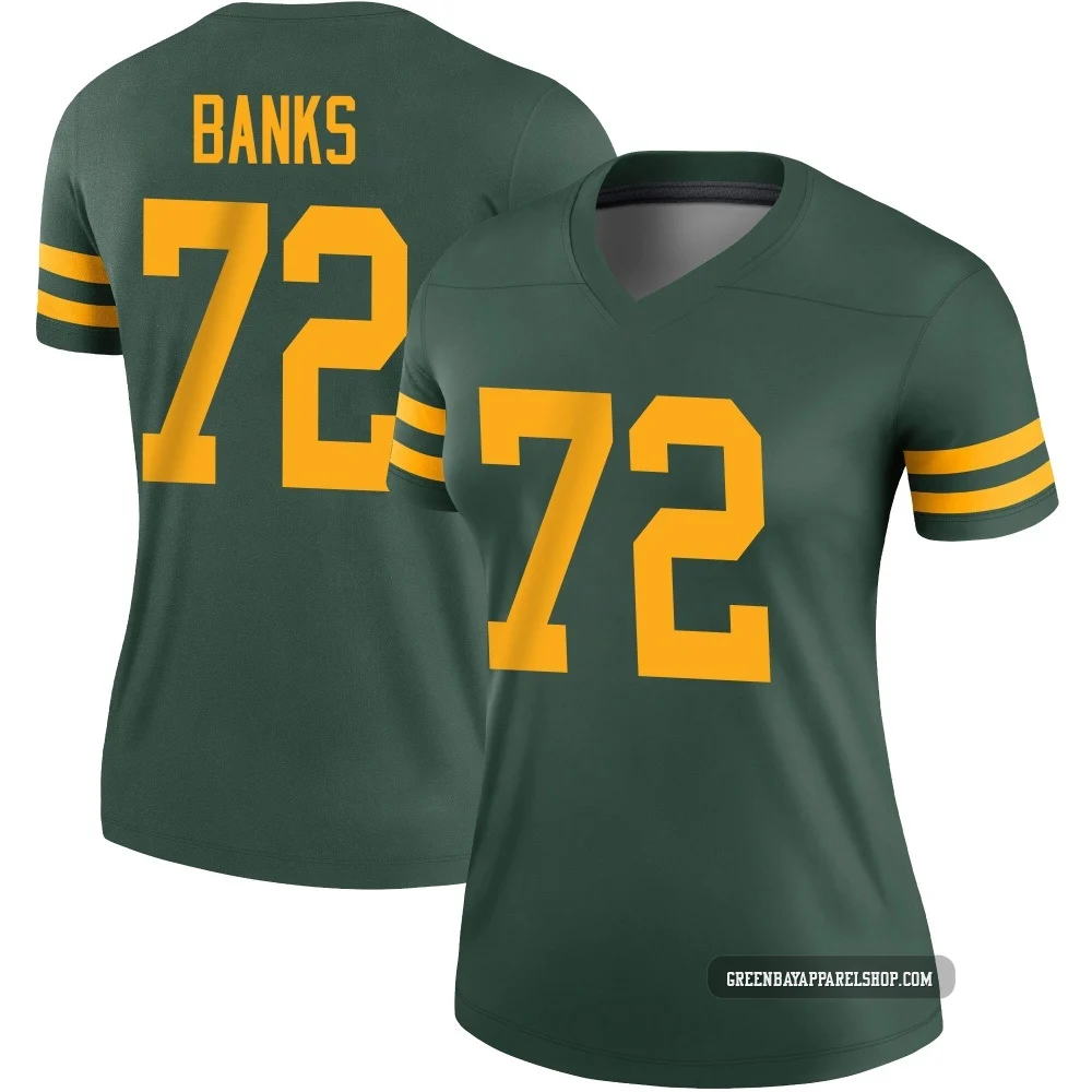 Brant Banks ＃72 Women's Legend Green Bay Packers Green Alternate Jersey