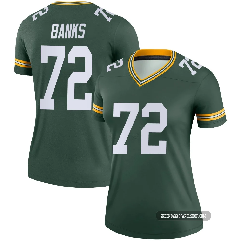Brant Banks ＃72 Women's Legend Green Bay Packers Green Jersey