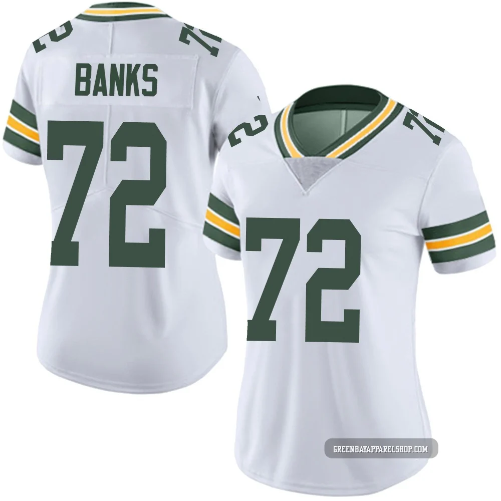 Brant Banks ＃72 Women's Limited Green Bay Packers White Vapor Untouchable Jersey