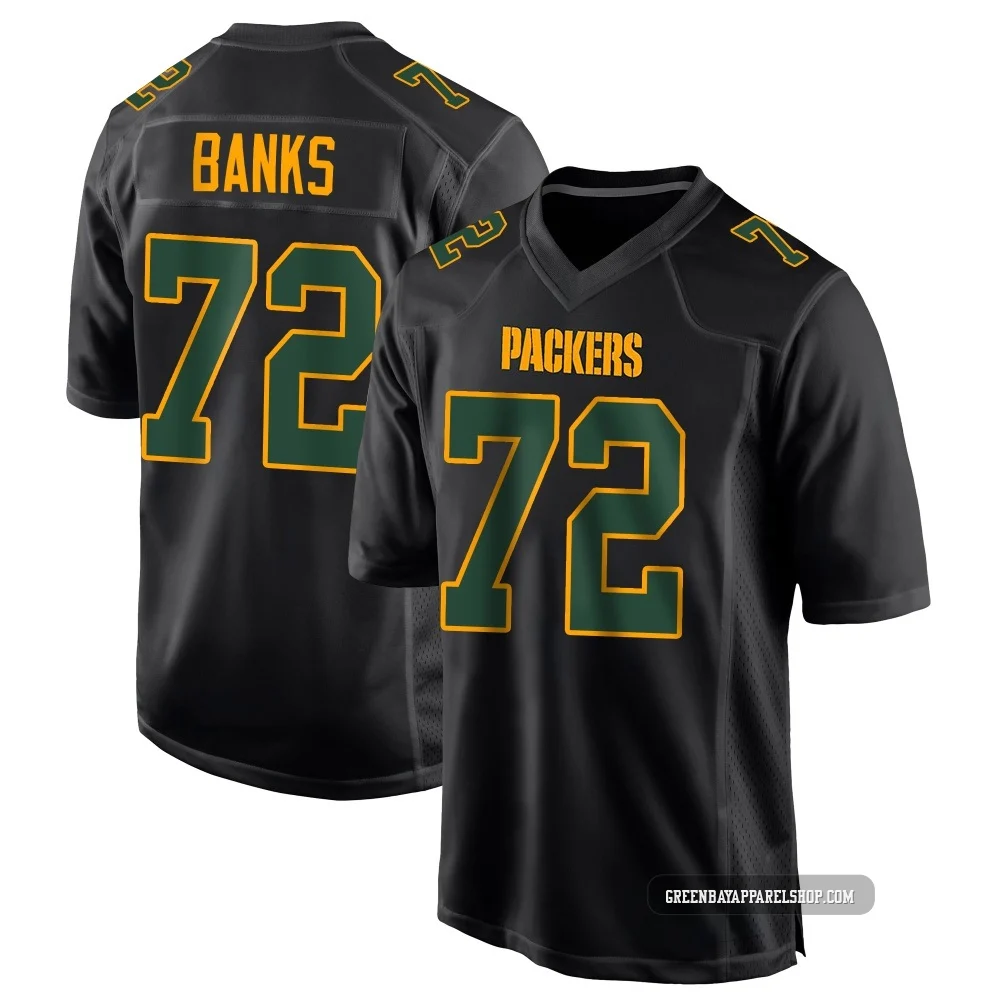 Brant Banks ＃72 Youth Game Green Bay Packers Black Fashion Jersey