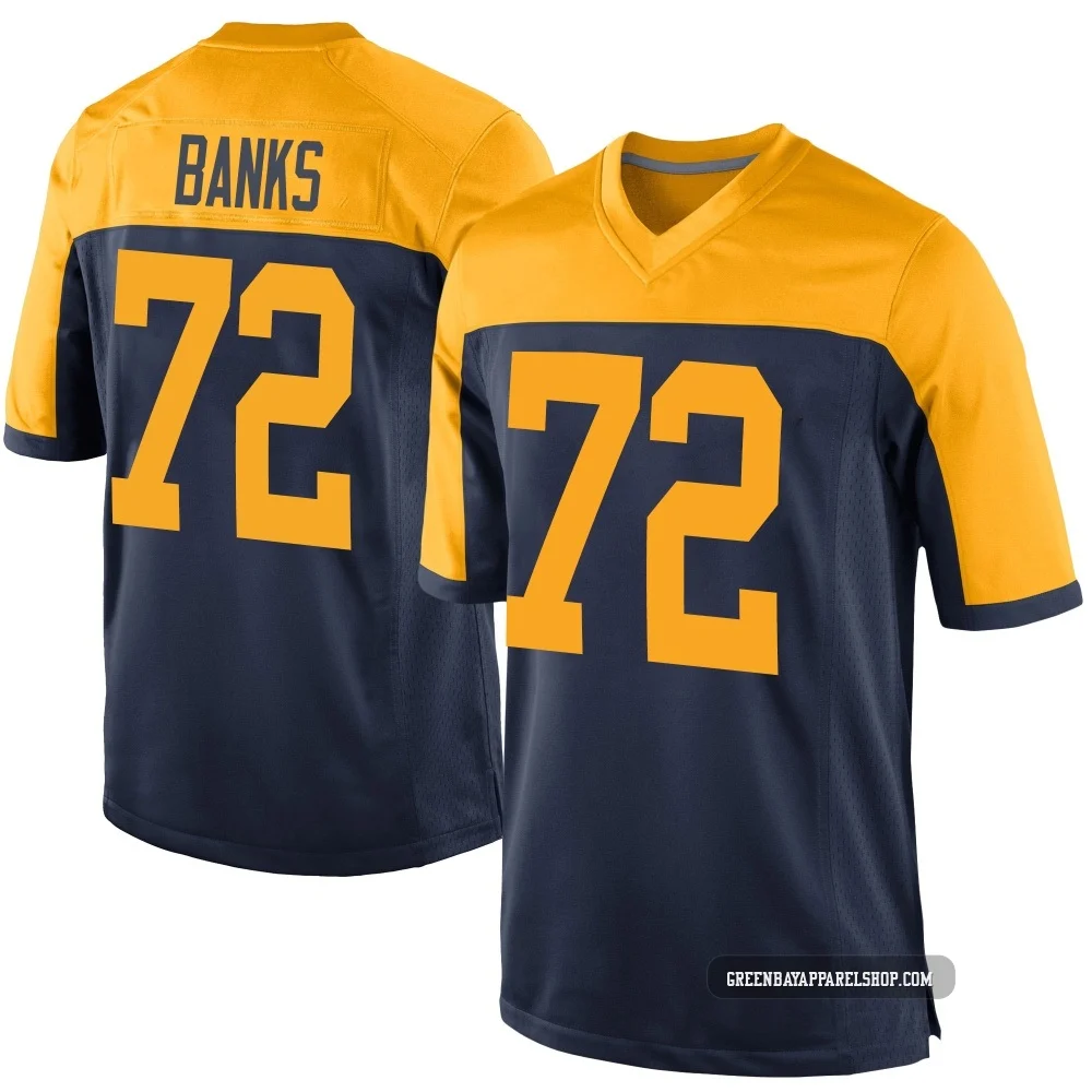 Brant Banks ＃72 Youth Game Green Bay Packers Navy Alternate Jersey