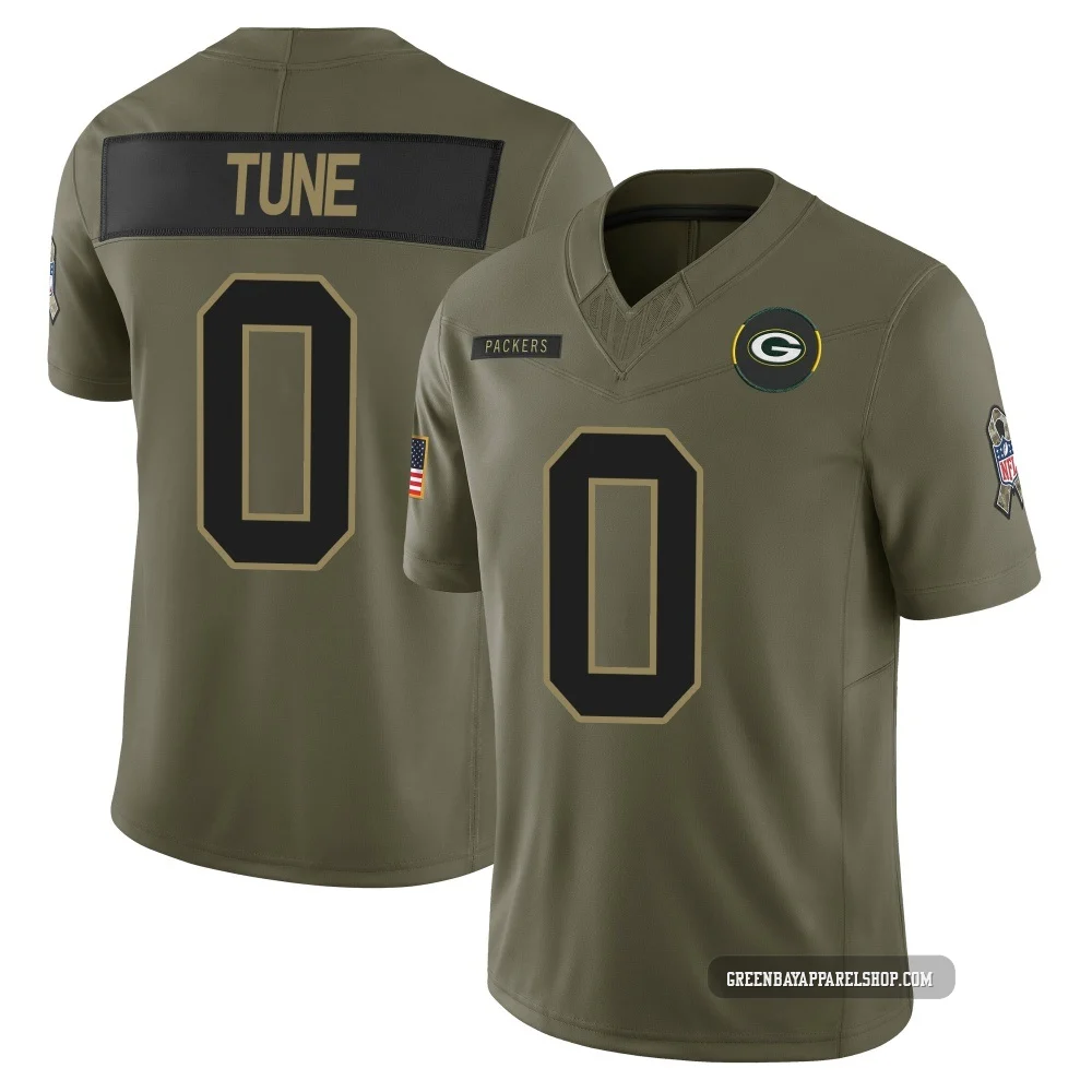 Clayton Tune ＃0 Youth Limited Green Bay Packers Olive 2025 Salute to Service Jersey