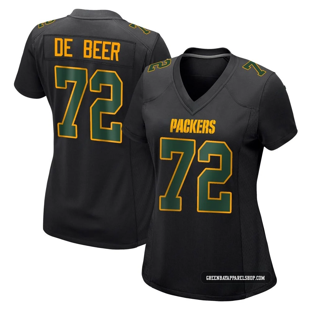 Gerhard de Beer ＃72 Women's Game Green Bay Packers Black Fashion Jersey