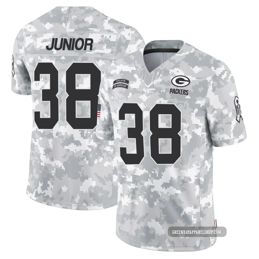 Gregory Junior ＃38 Men's Limited Green Bay Packers Arctic Camo 2024 Salute to Service Jersey