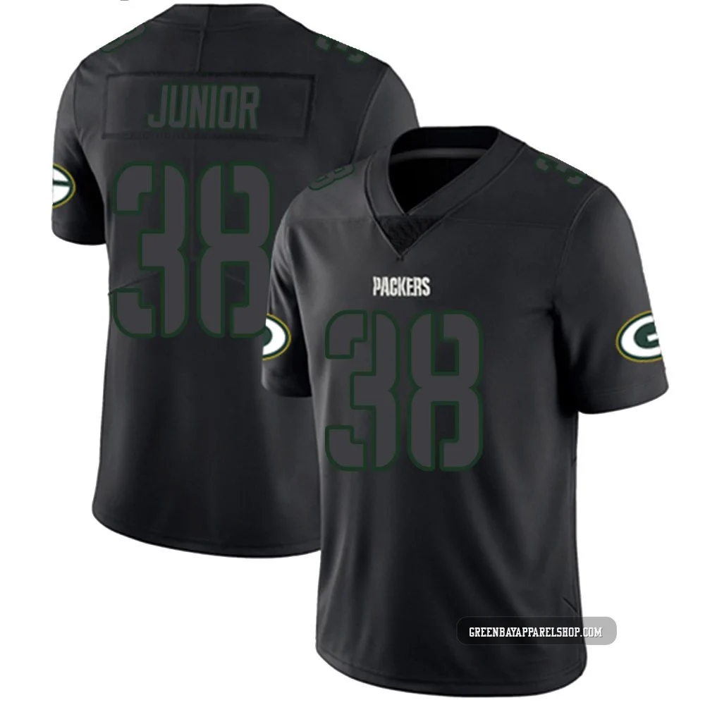 Gregory Junior ＃38 Men's Limited Green Bay Packers Black Impact Jersey