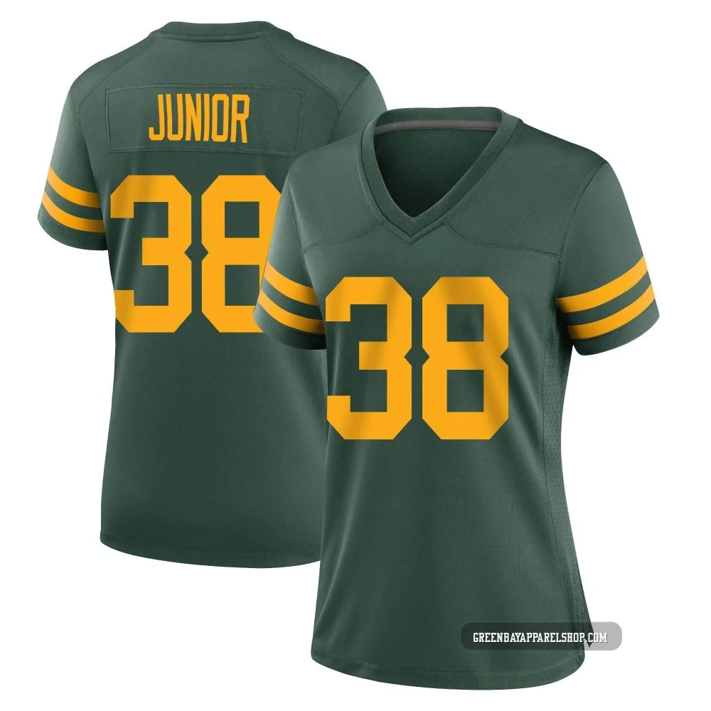 Gregory Junior ＃38 Women's Game Green Bay Packers Green Alternate Jersey