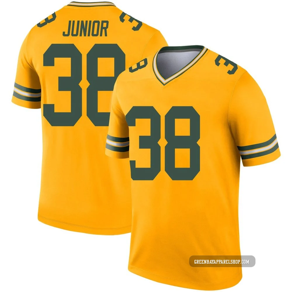 Gregory Junior ＃38 Youth Legend Green Bay Packers Gold Inverted Jersey