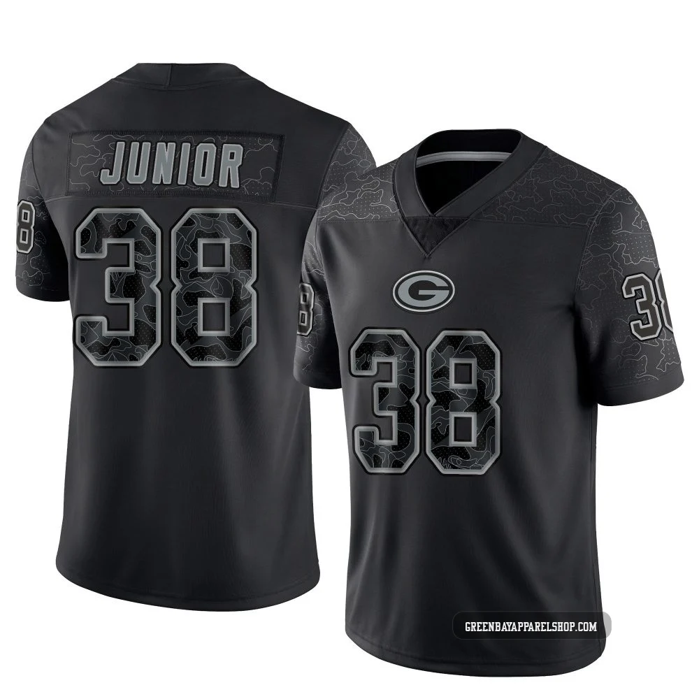Gregory Junior ＃38 Youth Limited Green Bay Packers Black Reflective Jersey