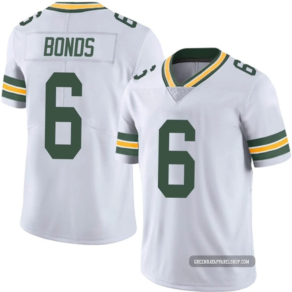 Jadakis Bonds ＃6 Men's Limited Green Bay Packers White Vapor Untouchable Jersey