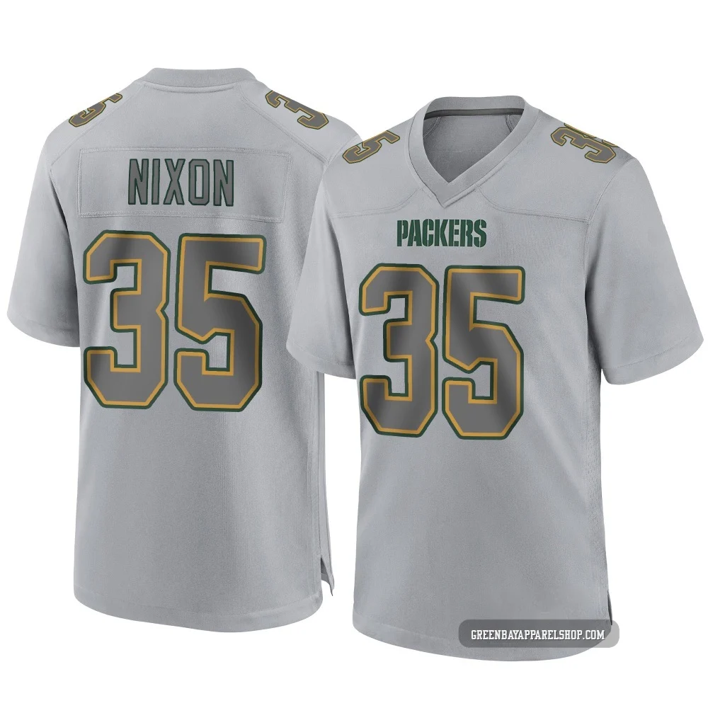 Jaden Nixon ＃35 Men's Game Green Bay Packers Gray Atmosphere Fashion Jersey