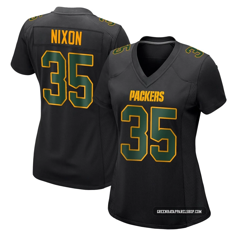Jaden Nixon ＃35 Women's Game Green Bay Packers Black Fashion Jersey