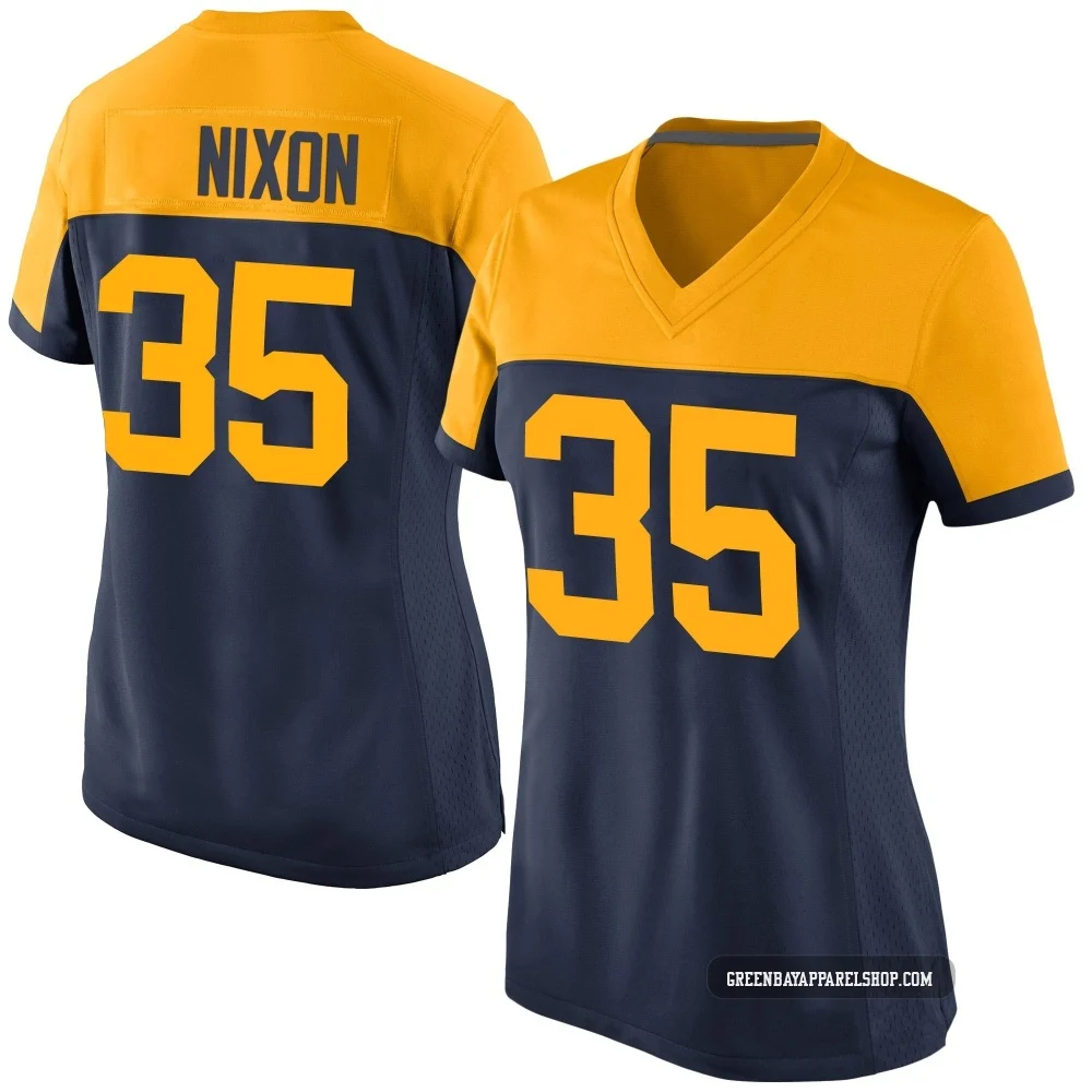 Jaden Nixon ＃35 Women's Game Green Bay Packers Navy Alternate Jersey