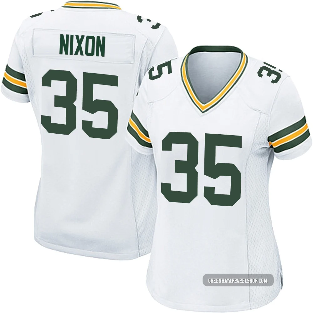 Jaden Nixon ＃35 Women's Game Green Bay Packers White Jersey