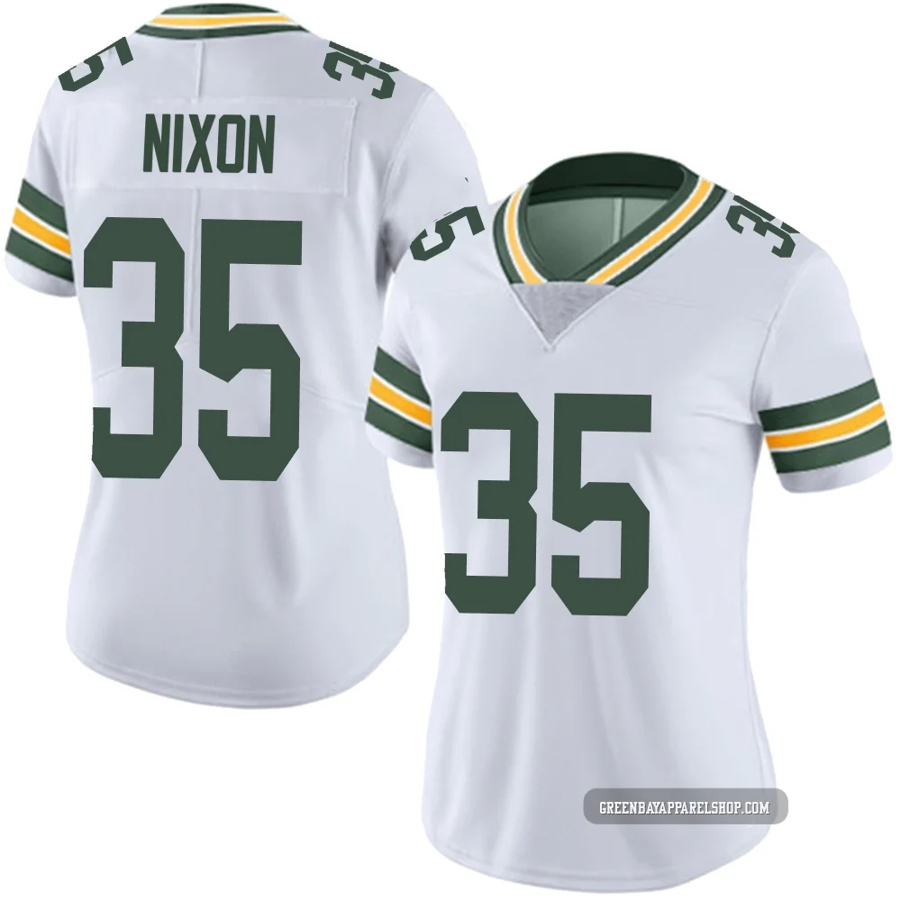 Jaden Nixon ＃35 Women's Limited Green Bay Packers White Vapor Untouchable Jersey