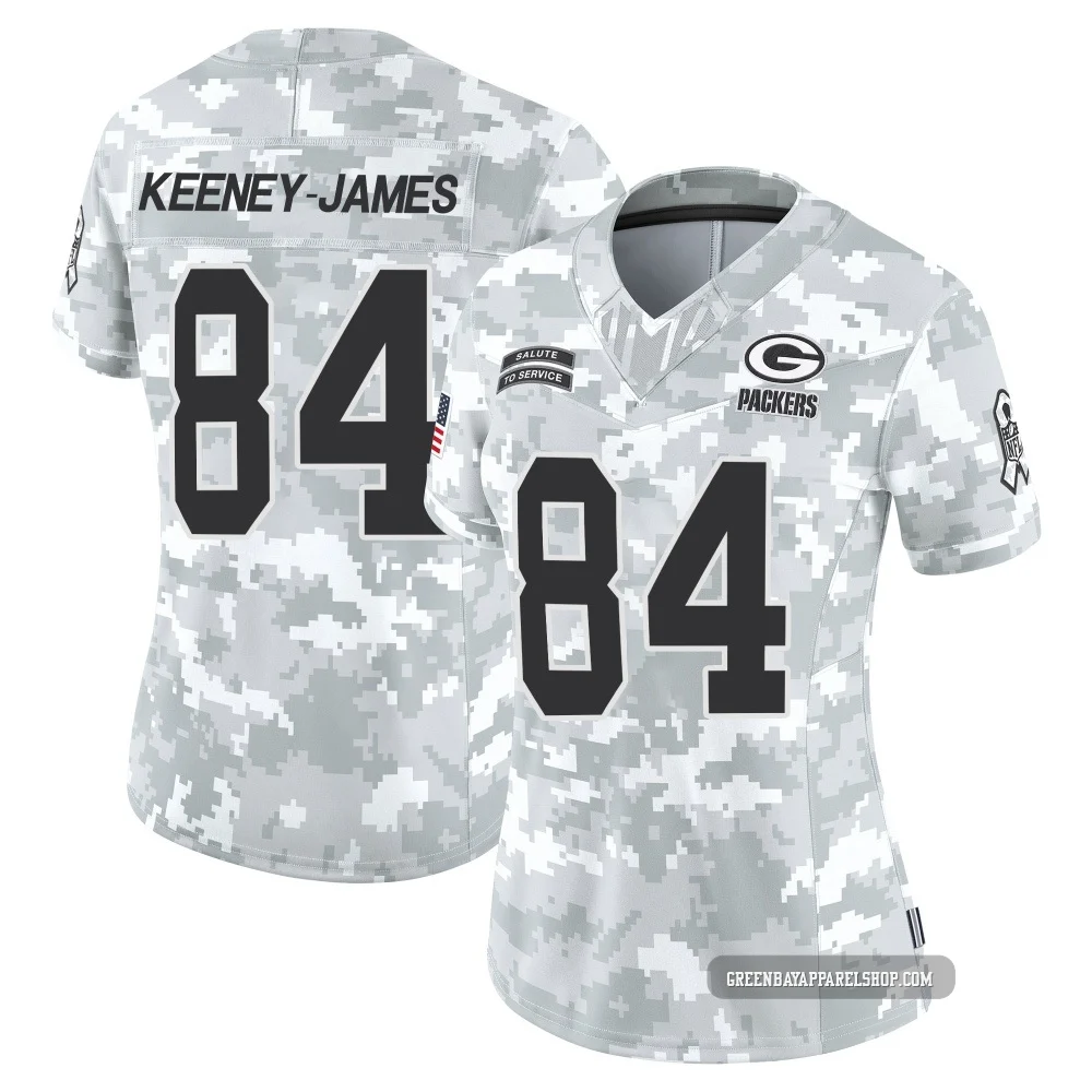 Jakobie Keeney-James ＃84 Women's Limited Green Bay Packers Arctic Camo 2024 Salute to Service Jersey