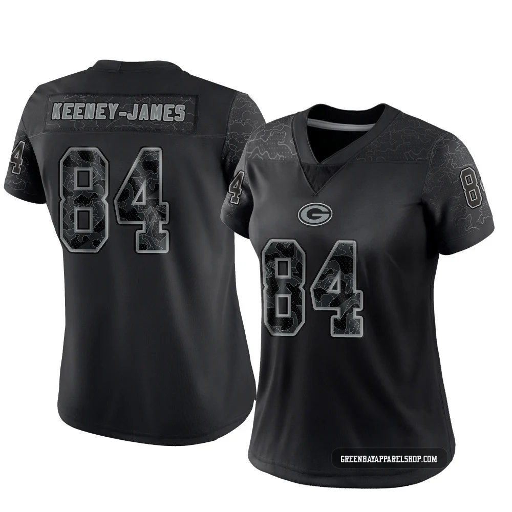 Jakobie Keeney-James ＃84 Women's Limited Green Bay Packers Black Reflective Jersey