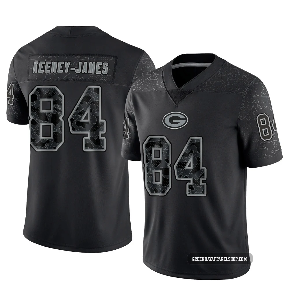 Jakobie Keeney-James ＃84 Youth Limited Green Bay Packers Black Reflective Jersey