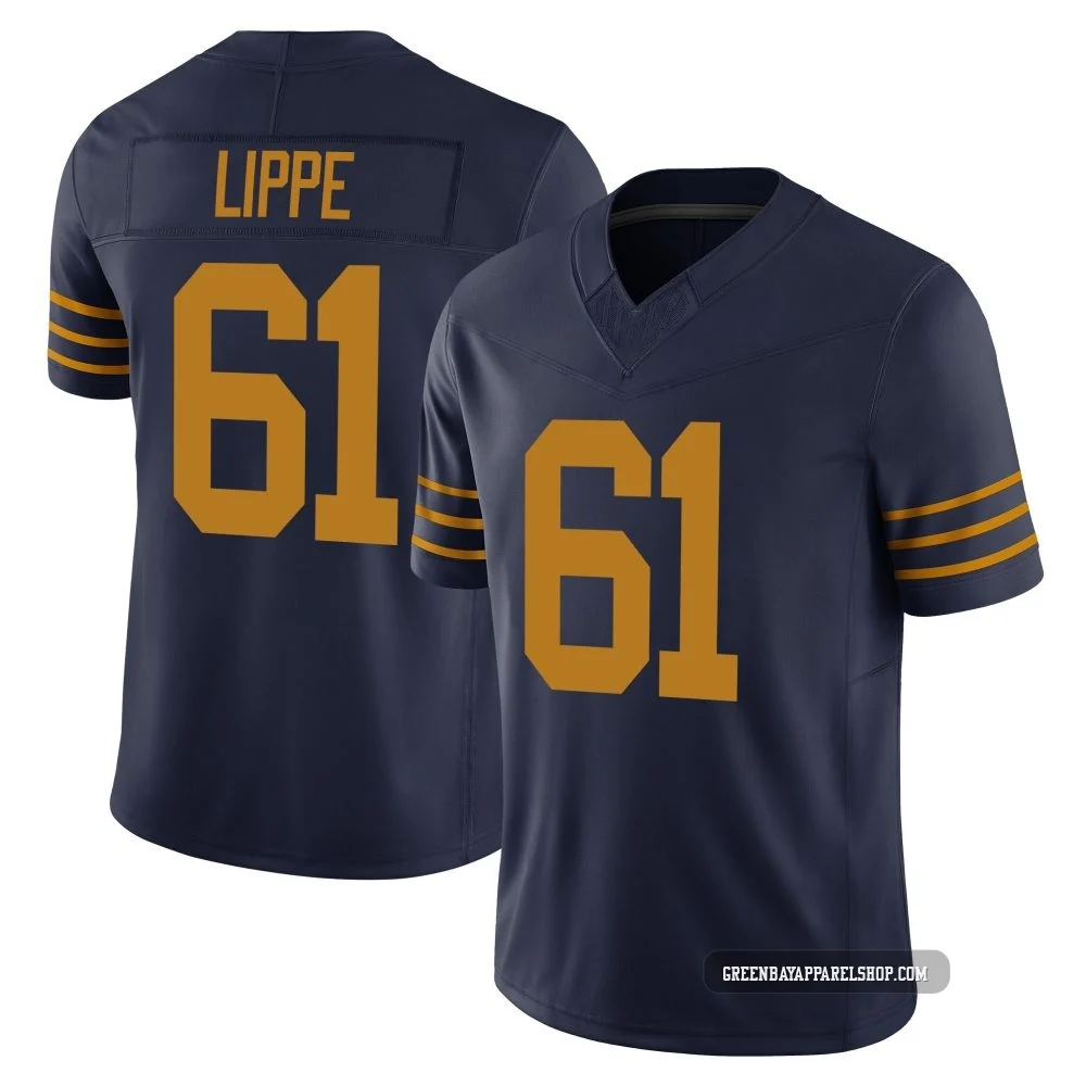 J.J. Lippe ＃61 Men's Limited Green Bay Packers Navy The 1923 Classic Vapor F.U.S.E. Jersey