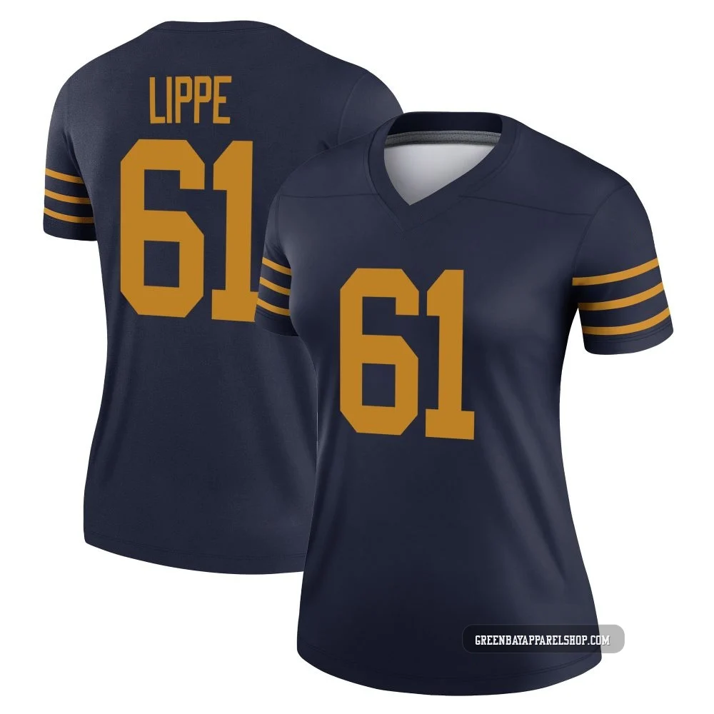 J.J. Lippe ＃61 Women's Legend Green Bay Packers Navy The 1923 Classic Jersey