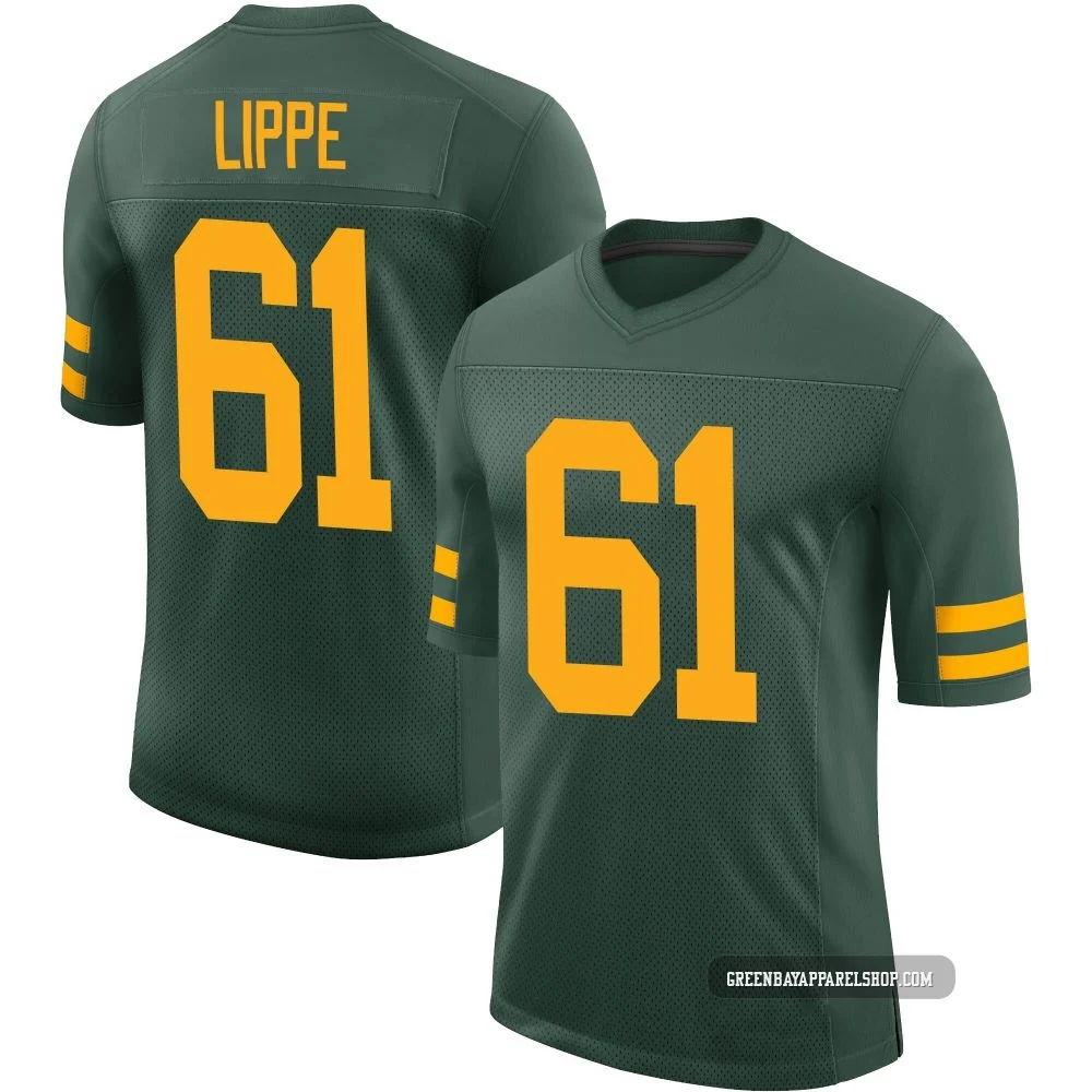 J.J. Lippe ＃61 Youth Limited Green Bay Packers Green Alternate Vapor Jersey