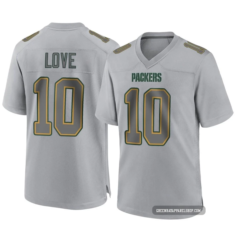 Jordan Love ＃10 Men's Game Green Bay Packers Gray Atmosphere Fashion Jersey