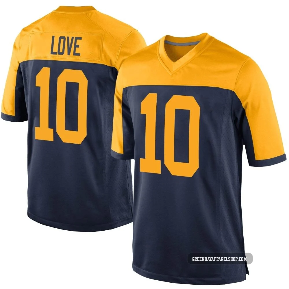 Jordan Love ＃10 Men's Game Green Bay Packers Navy Alternate Jersey