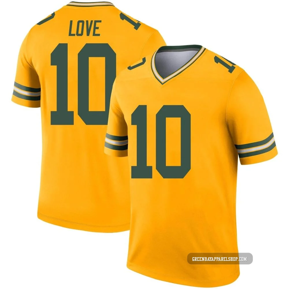Jordan Love ＃10 Men's Legend Green Bay Packers Gold Inverted Jersey