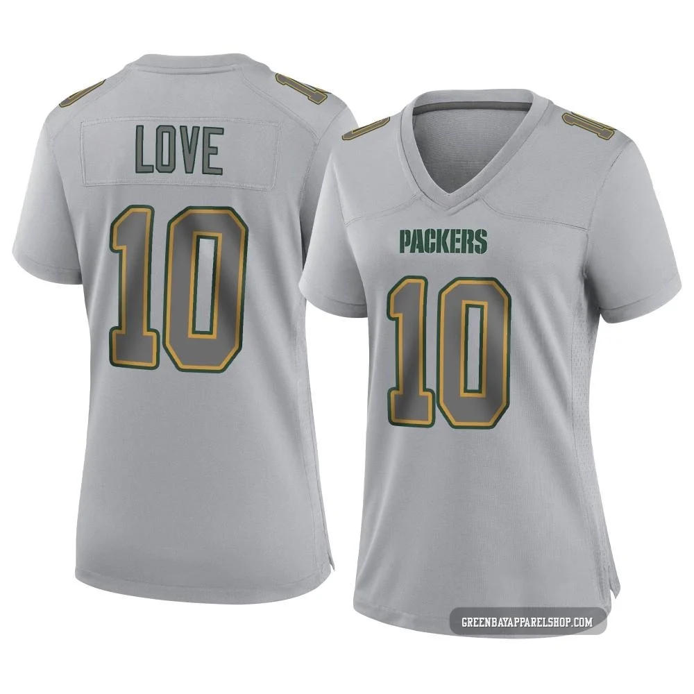Jordan Love ＃10 Women's Game Green Bay Packers Gray Atmosphere Fashion Jersey
