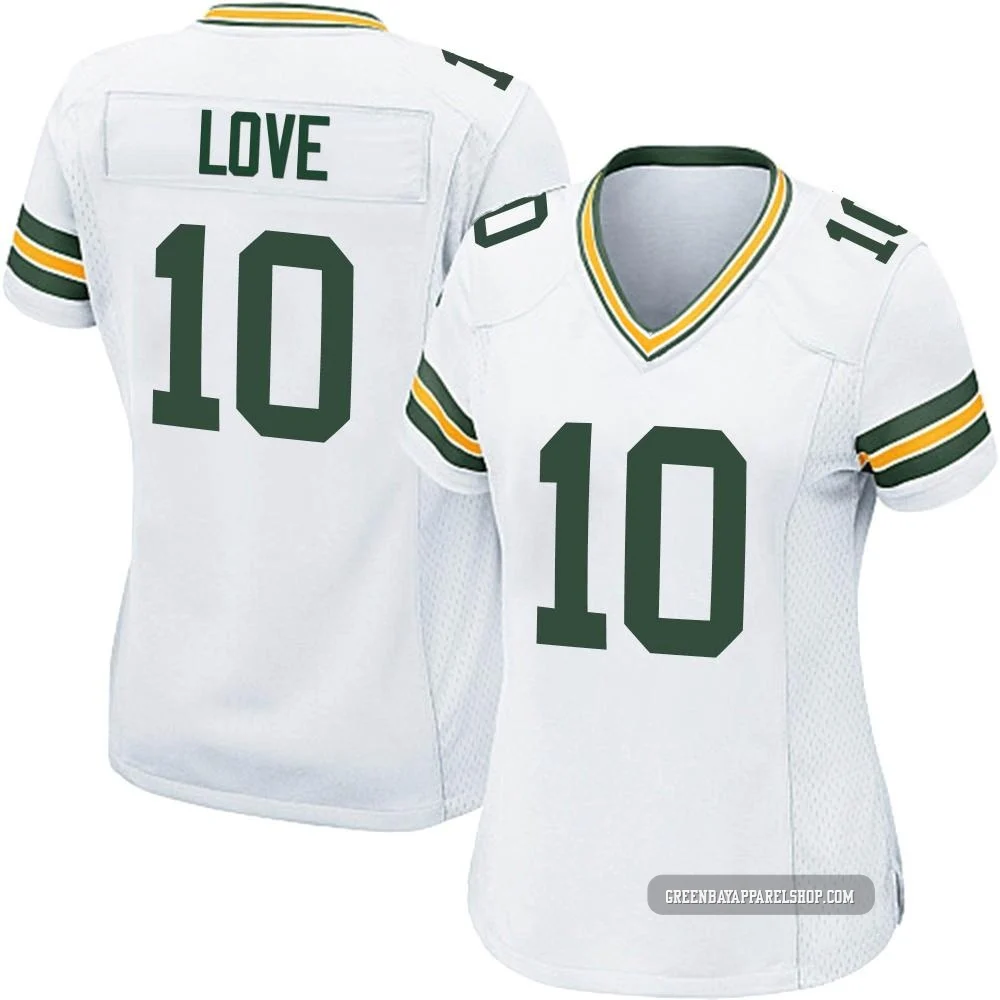 Jordan Love ＃10 Women's Game Green Bay Packers White Jersey
