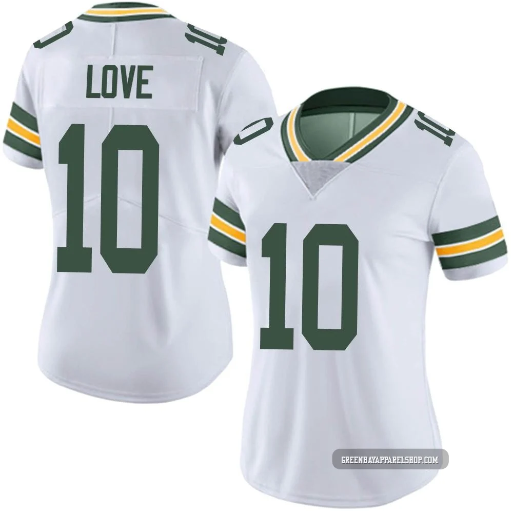 Jordan Love ＃10 Women's Limited Green Bay Packers White Vapor Untouchable Jersey