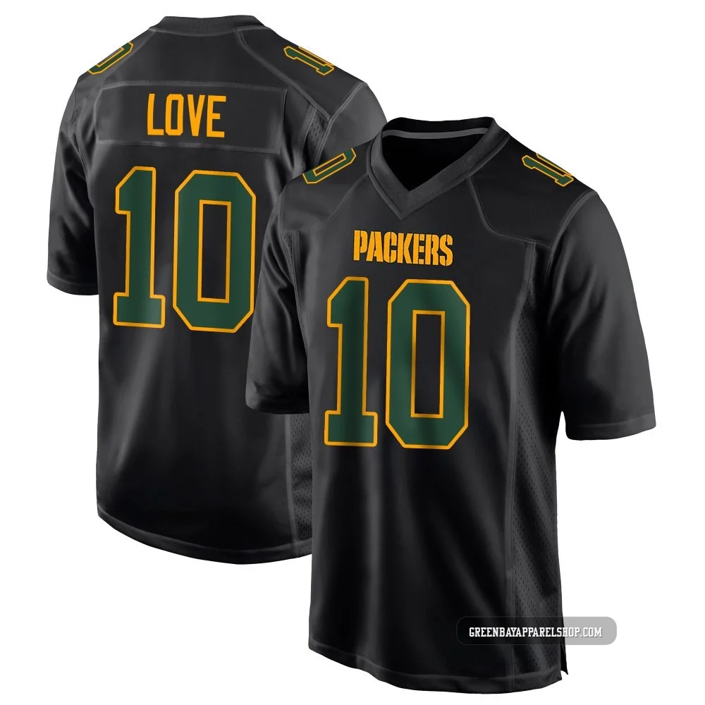 Jordan Love ＃10 Youth Game Green Bay Packers Black Fashion Jersey