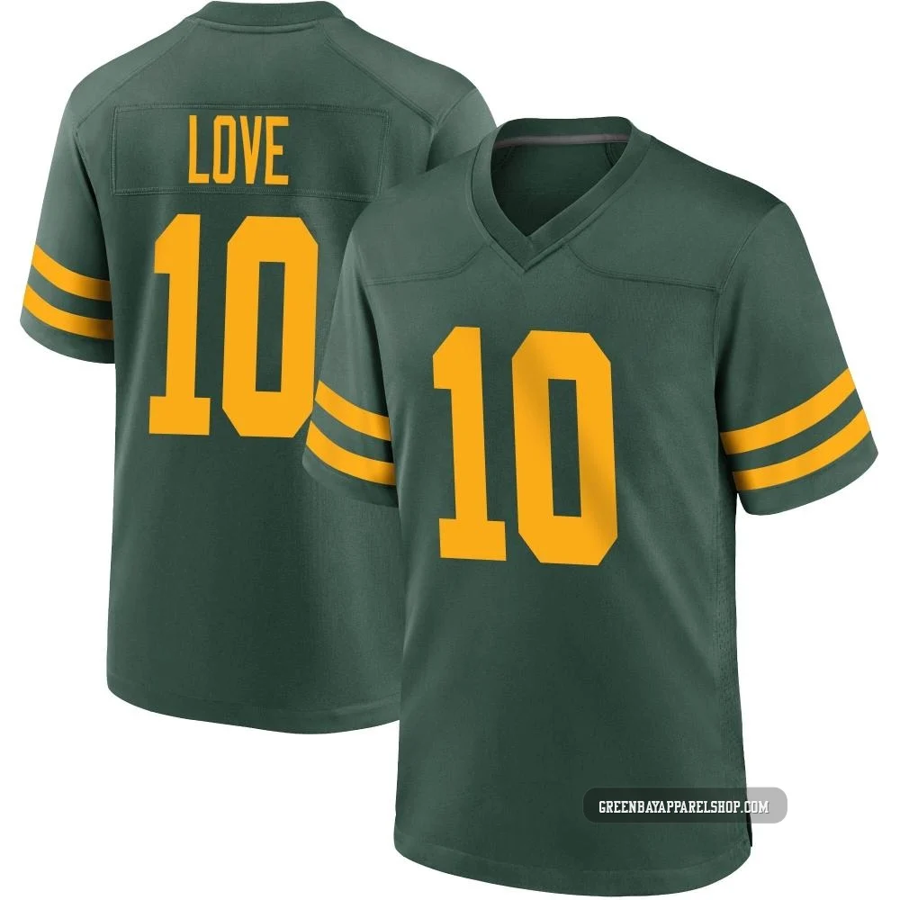 Jordan Love ＃10 Youth Game Green Bay Packers Green Alternate Jersey