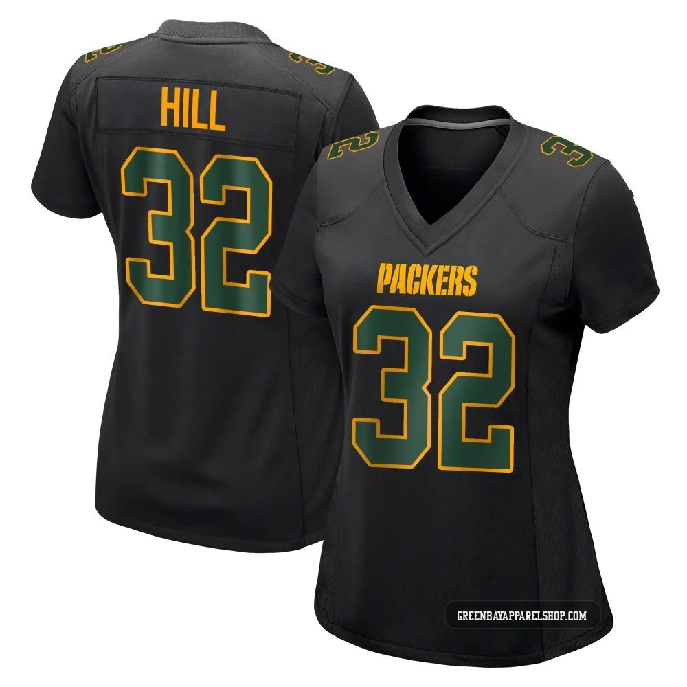 Kylin Hill ＃32 Women's Game Green Bay Packers Black Fashion Jersey