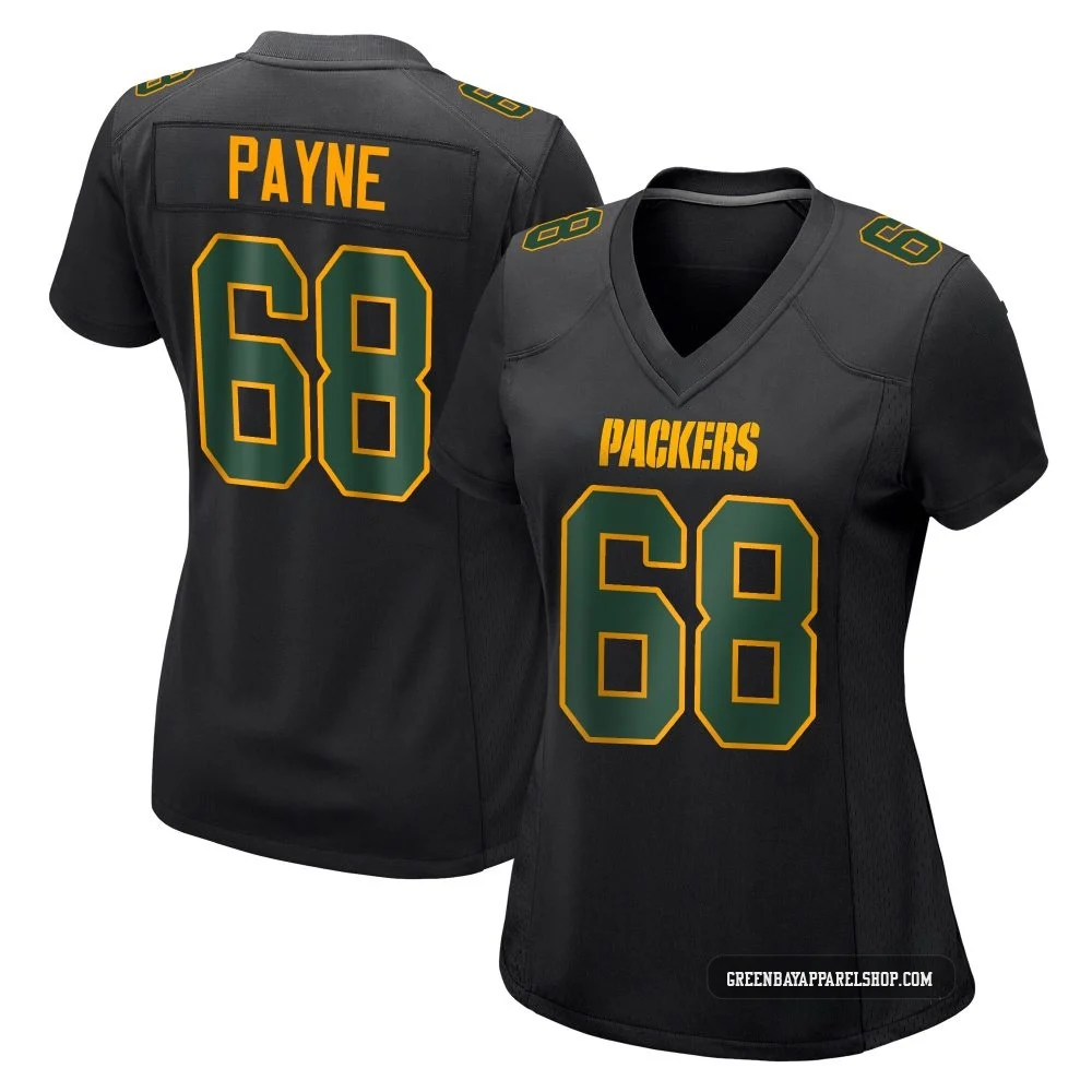 Leonard Payne ＃68 Women's Game Green Bay Packers Black Fashion Jersey