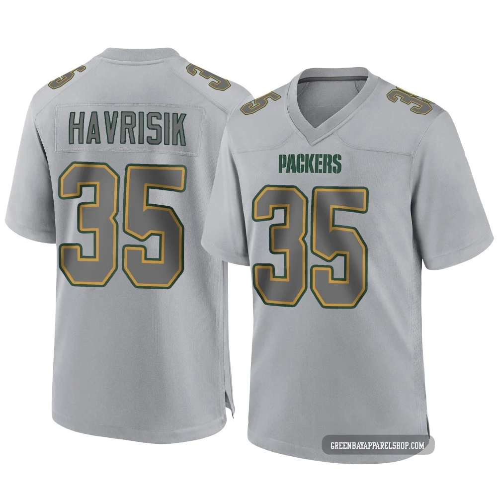 Lucas Havrisik ＃35 Men's Game Green Bay Packers Gray Atmosphere Fashion Jersey
