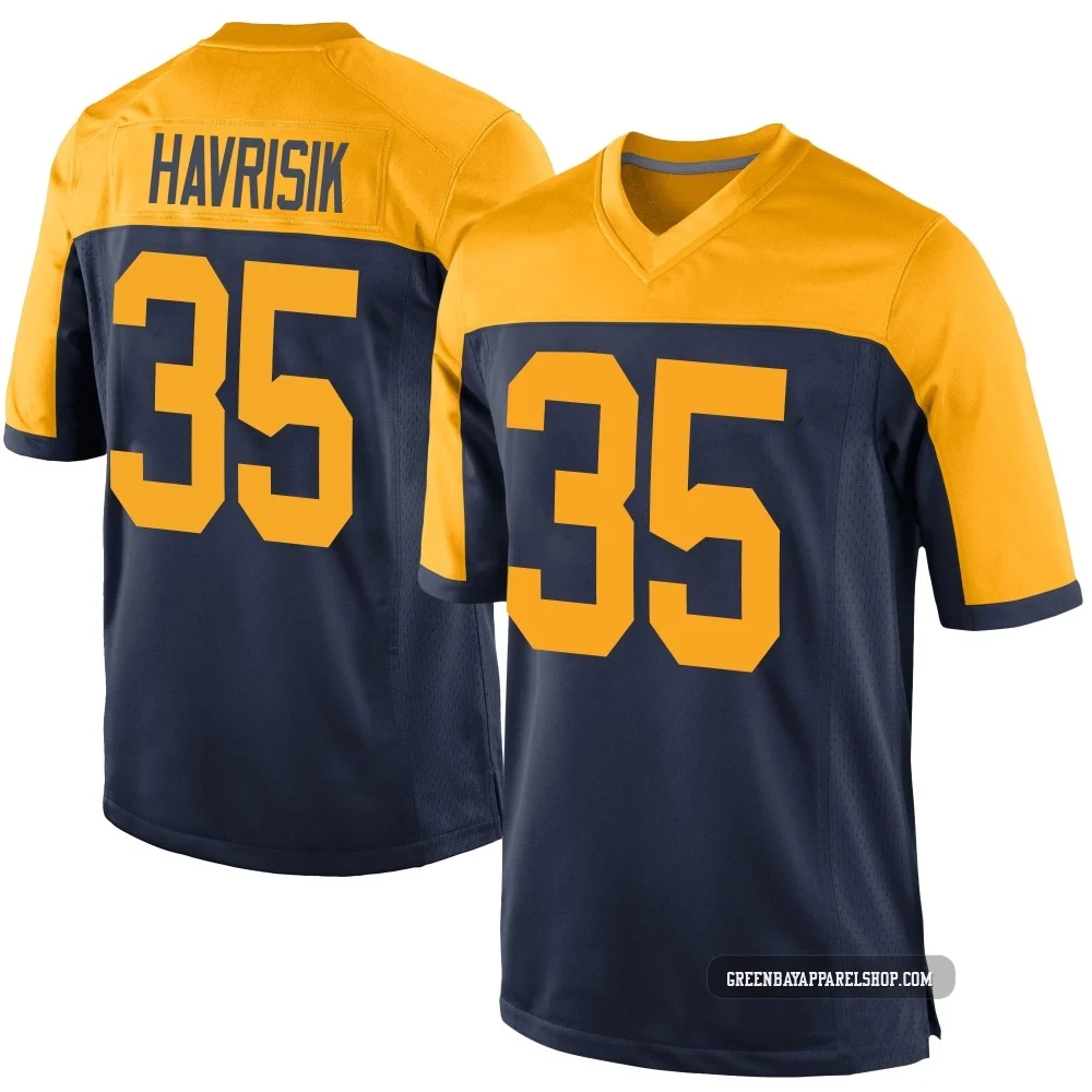 Lucas Havrisik ＃35 Men's Game Green Bay Packers Navy Alternate Jersey