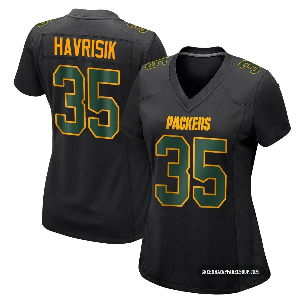 Lucas Havrisik ＃35 Women's Game Green Bay Packers Black Fashion Jersey