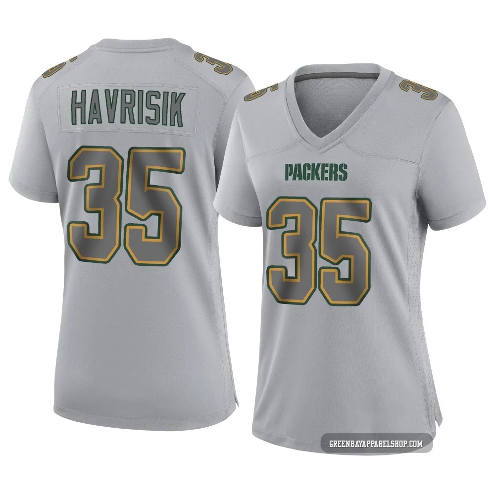 Lucas Havrisik ＃35 Women's Game Green Bay Packers Gray Atmosphere Fashion Jersey