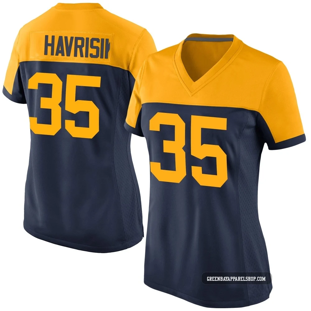 Lucas Havrisik ＃35 Women's Game Green Bay Packers Navy Alternate Jersey