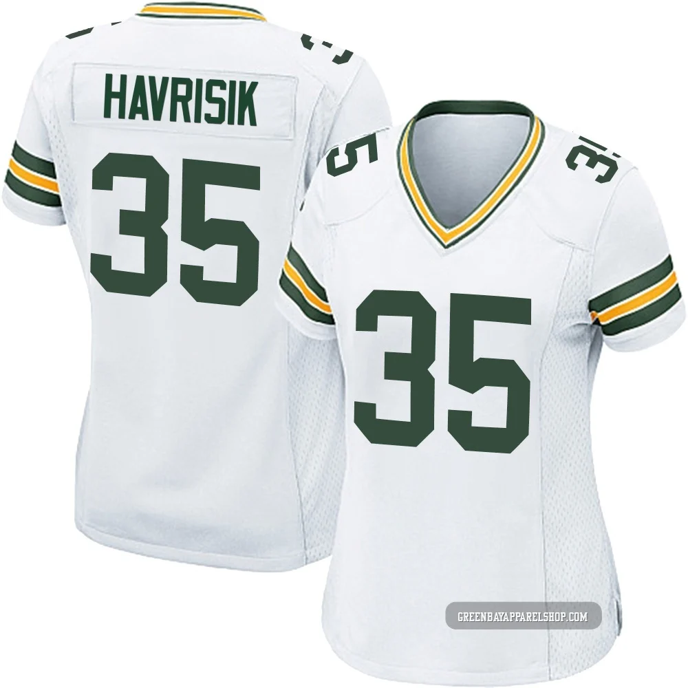 Lucas Havrisik ＃35 Women's Game Green Bay Packers White Jersey
