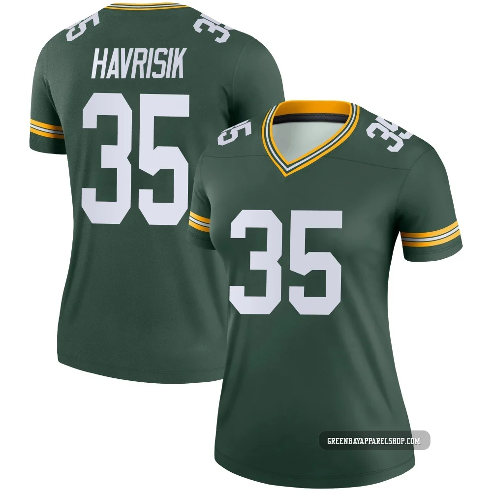 Lucas Havrisik ＃35 Women's Legend Green Bay Packers Green Jersey