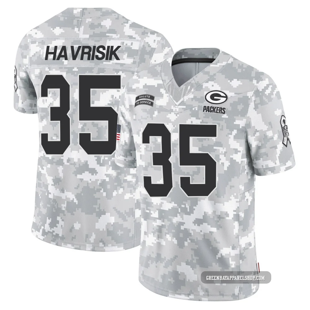 Lucas Havrisik ＃35 Youth Limited Green Bay Packers Arctic Camo 2024 Salute to Service Jersey