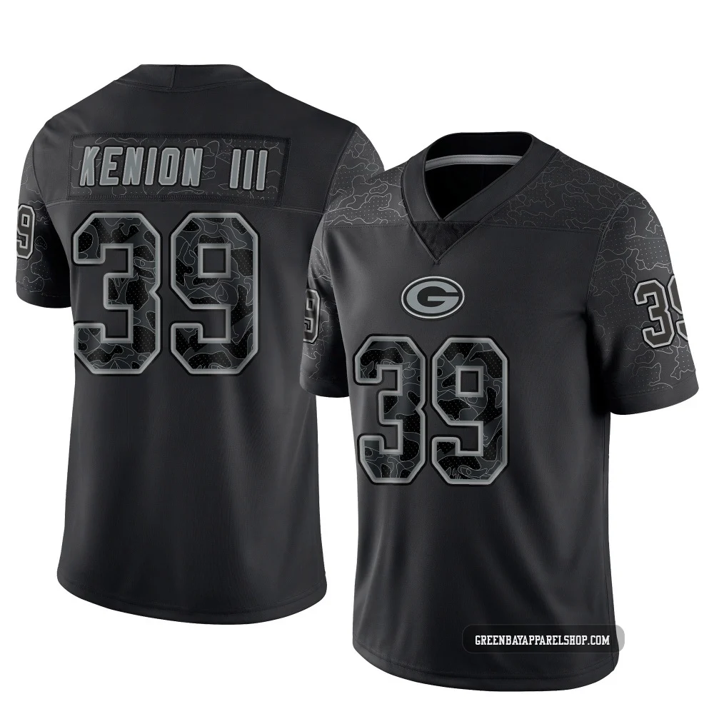 Murvin Kenion III ＃39 Men's Limited Green Bay Packers Black Reflective Jersey